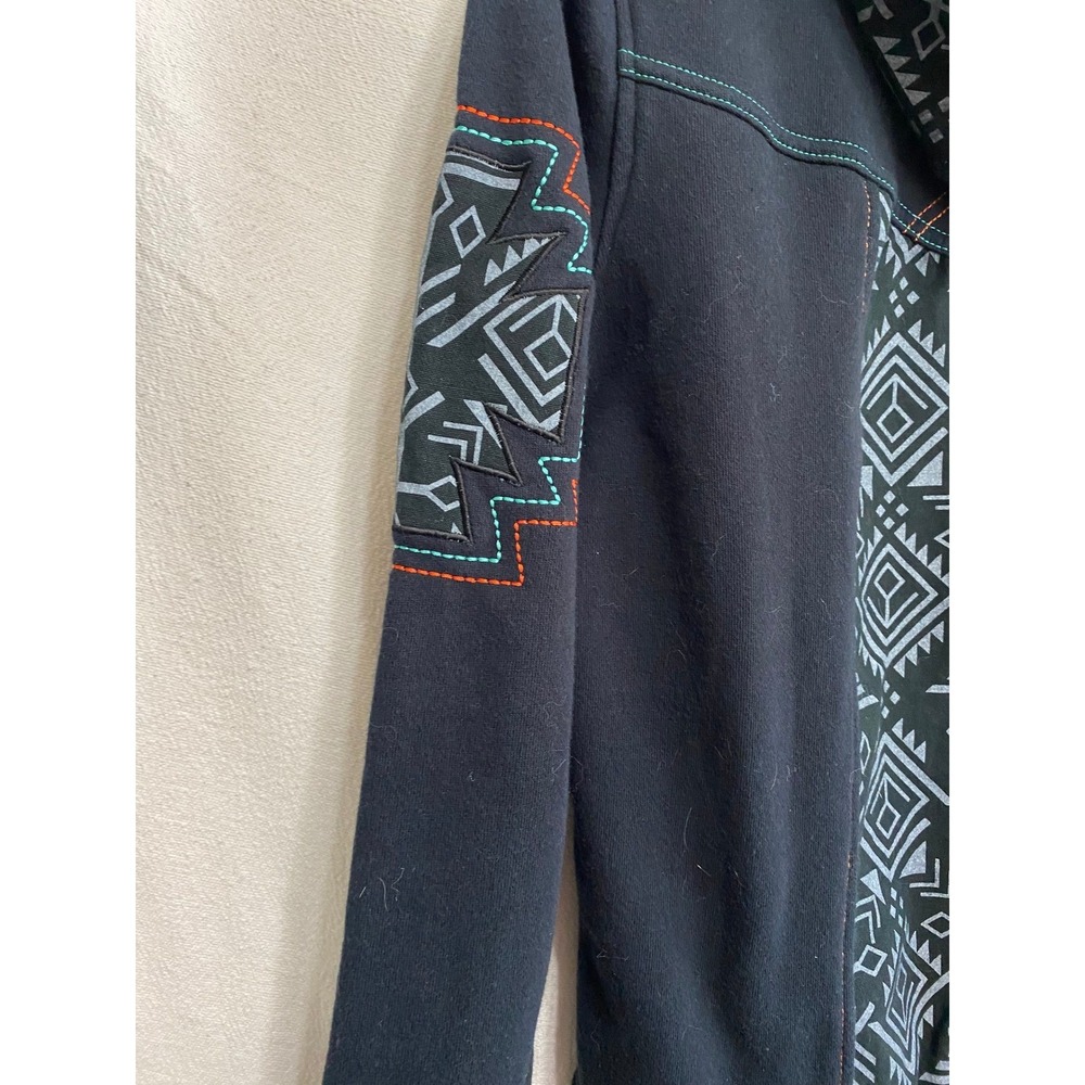 Cruel Girl Southwest Aztec Print Full Zip Hoodie Black Teal Orange Women Small - Picture 9 of 16